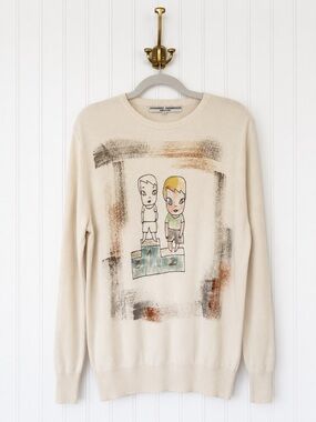 Alessandro Gherardeschi Made in Italy Graphic Art Cotton Sweater L